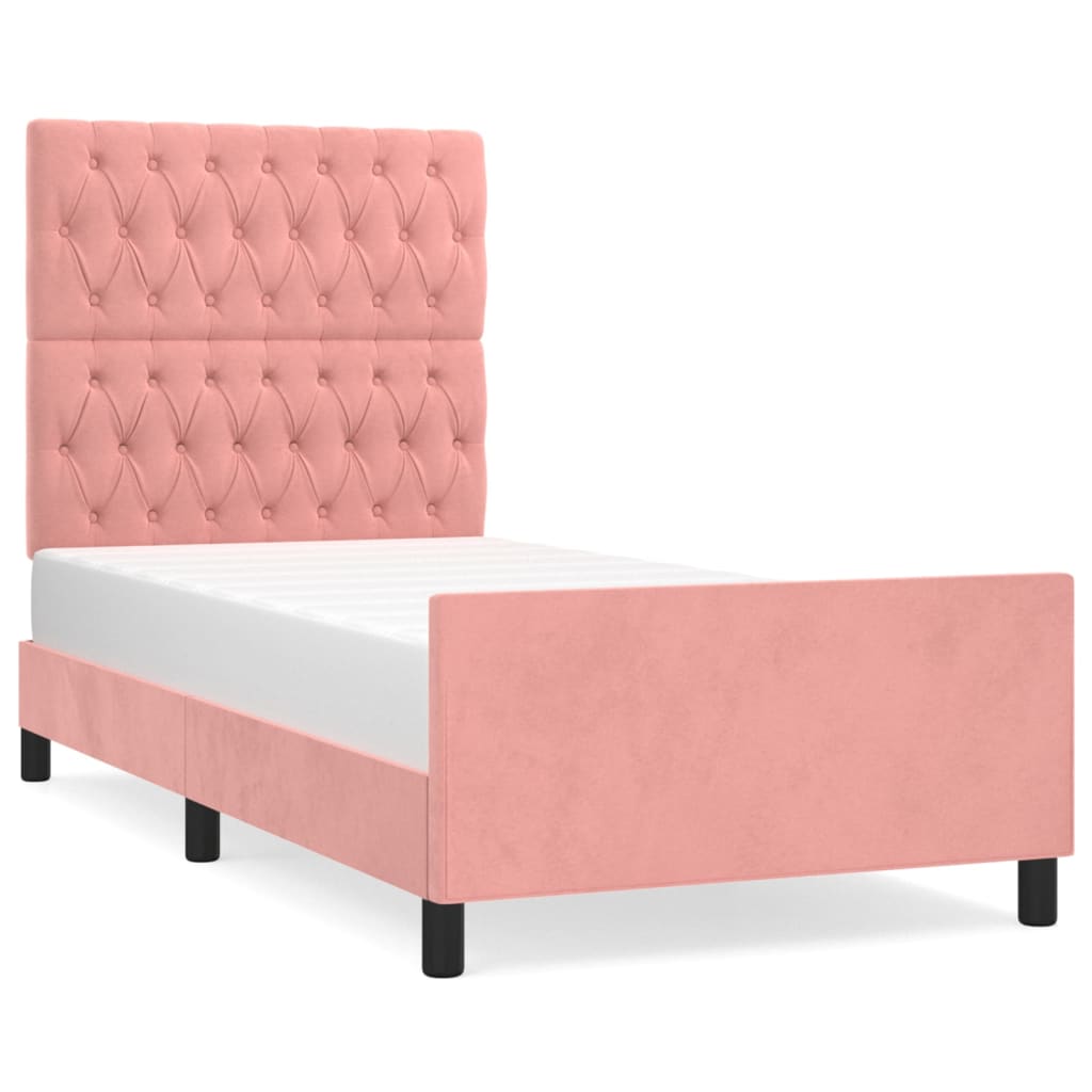 Cadre de lit sans matelas rose 90x200 cm velours