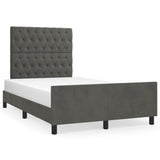 Cadre de lit sans matelas gris foncé 120x200 cm velours