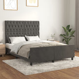 Cadre de lit sans matelas gris foncé 140x190 cm velours