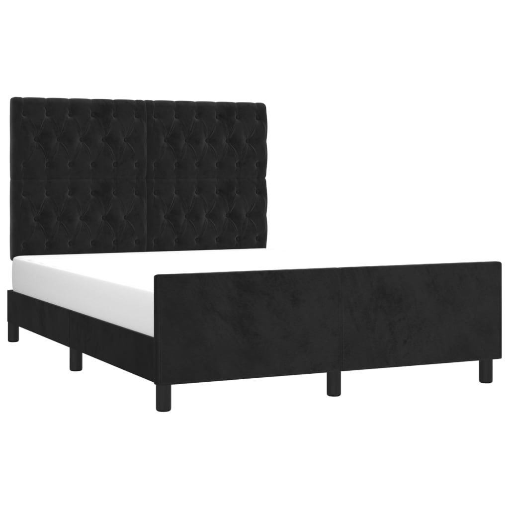 Cadre de lit sans matelas noir 140x190 cm velours