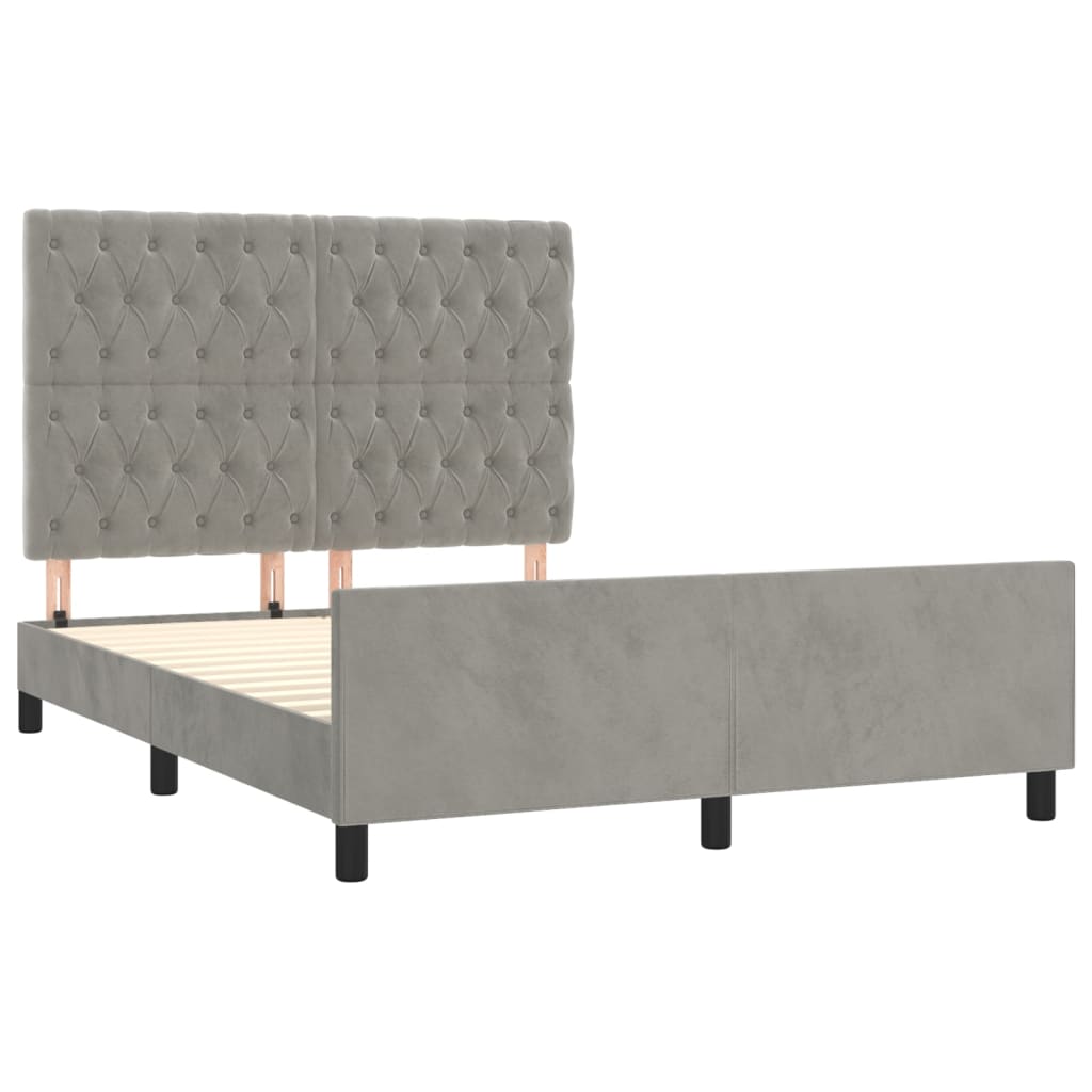 Cadre de lit sans matelas gris clair 140x200 cm velours