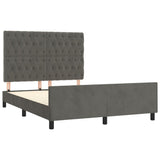 Cadre de lit sans matelas gris foncé 140x200 cm velours