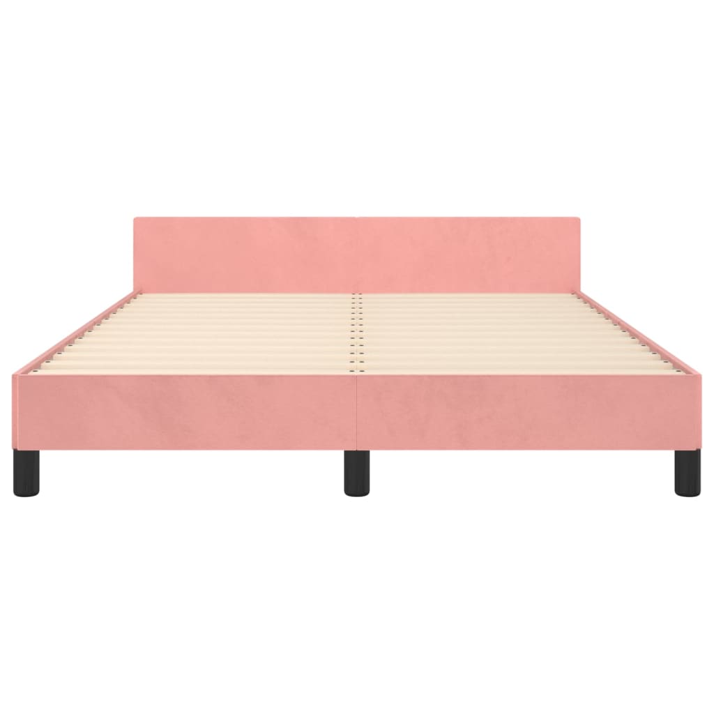 Cadre de lit sans matelas rose 140x200 cm velours