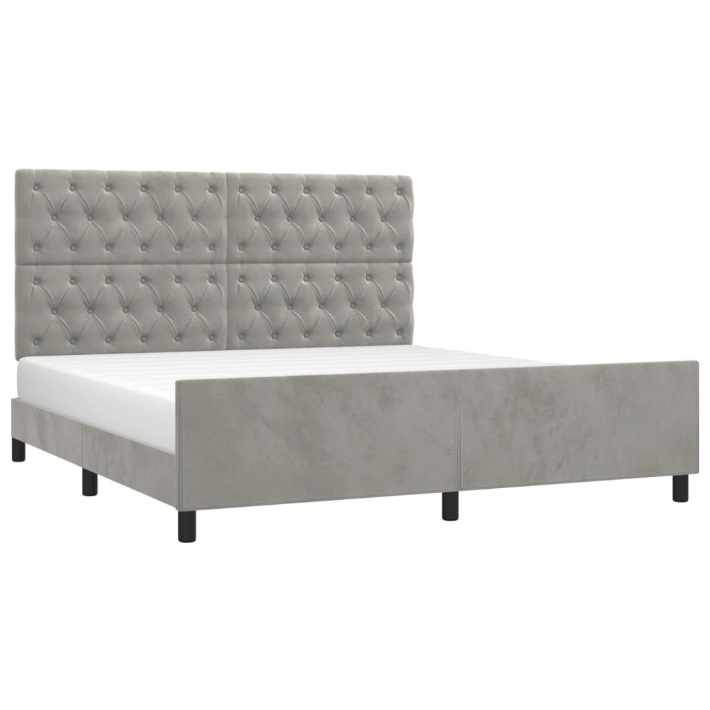 Cadre de lit sans matelas gris clair 160x200 cm velours