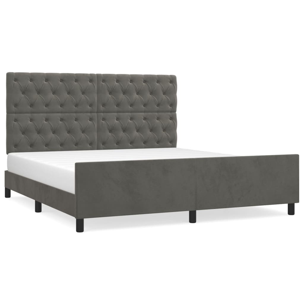 Cadre de lit sans matelas gris foncé 160x200 cm velours