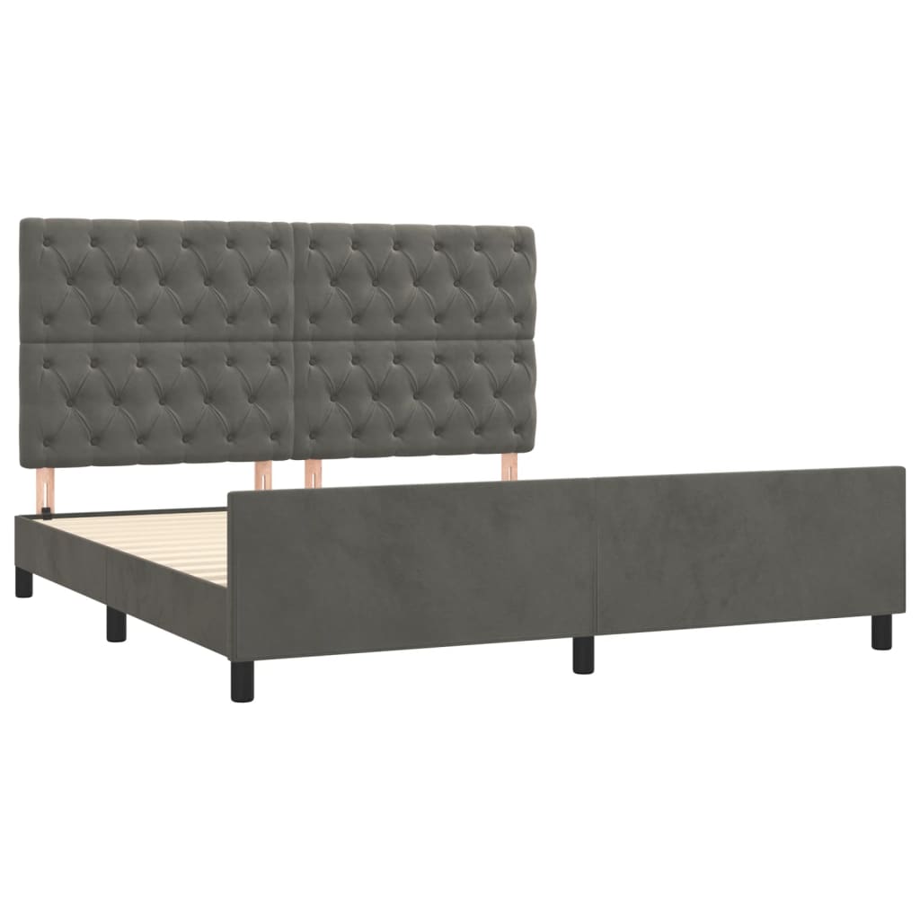 Cadre de lit sans matelas gris foncé 160x200 cm velours