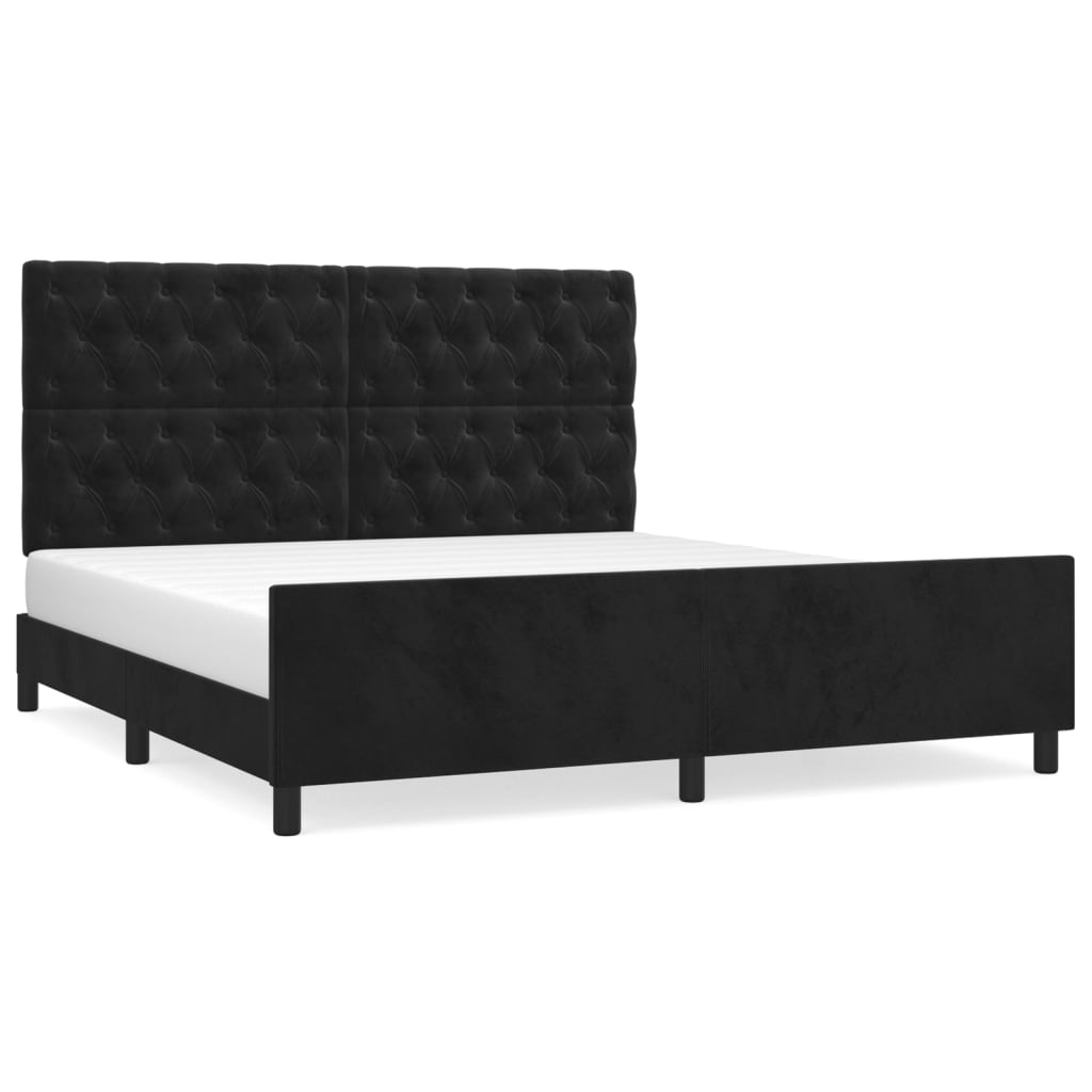 Cadre de lit sans matelas noir 160x200 cm velours