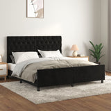 Cadre de lit sans matelas noir 160x200 cm velours