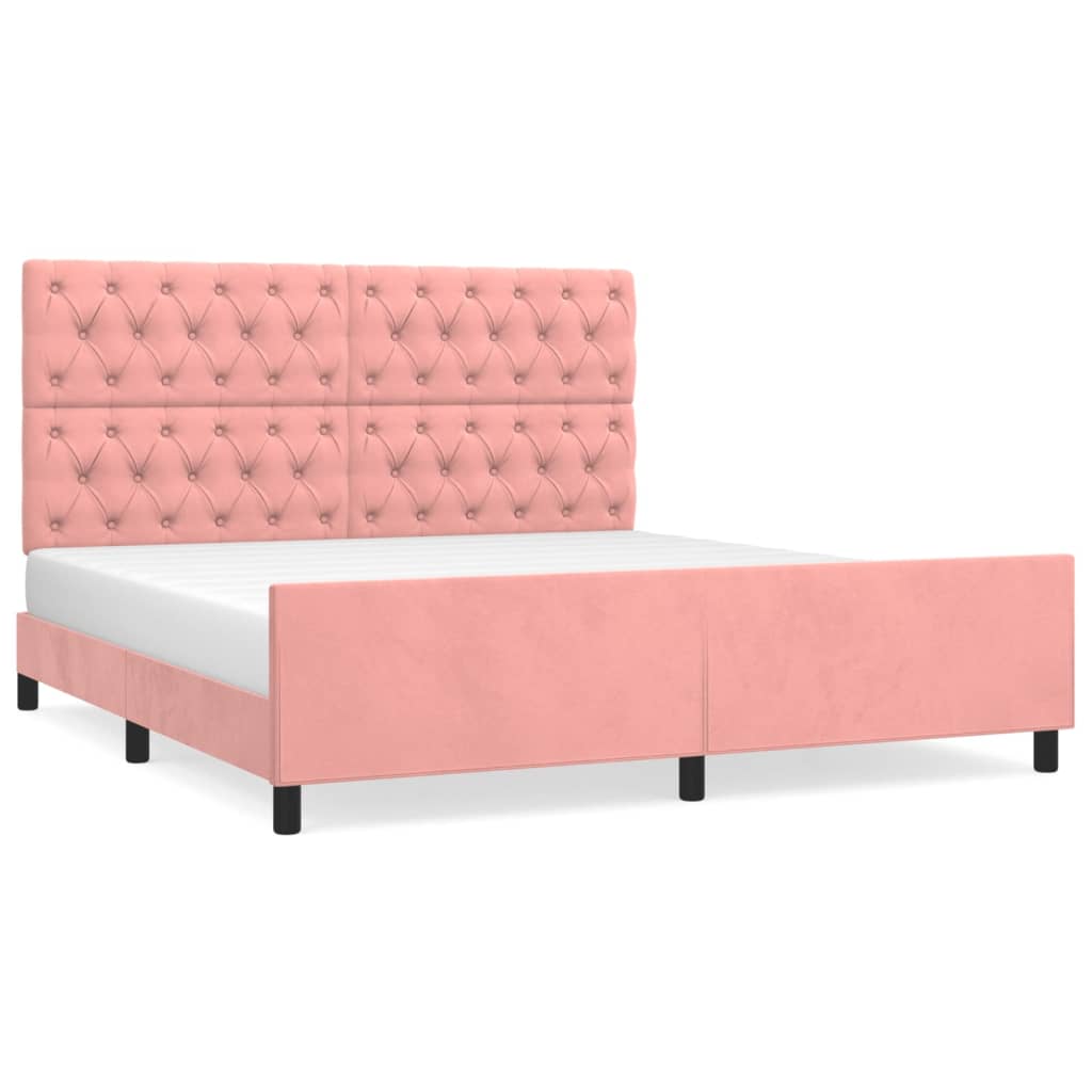 Cadre de lit sans matelas rose 160x200 cm velours