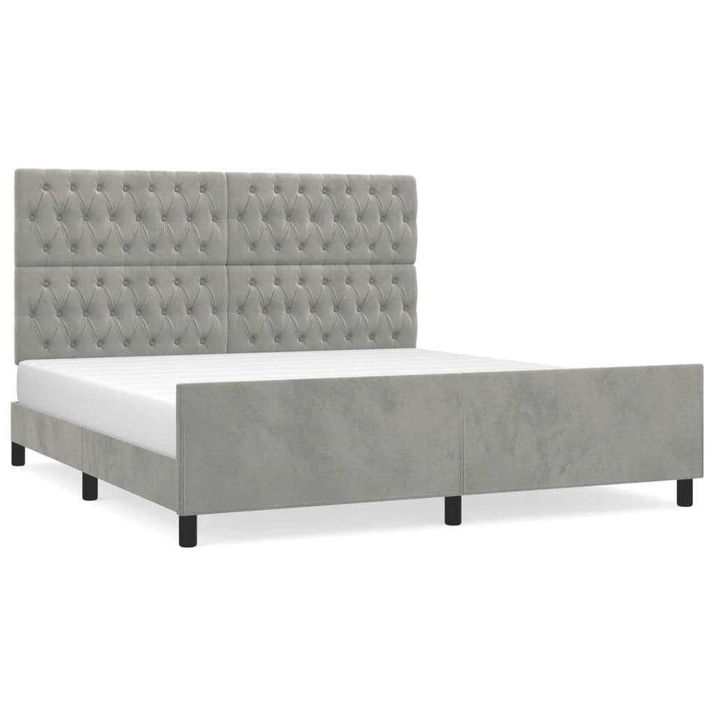 Cadre de lit sans matelas gris clair velours