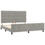 Cadre de lit sans matelas gris clair velours