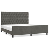 Cadre de lit sans matelas gris foncé velours