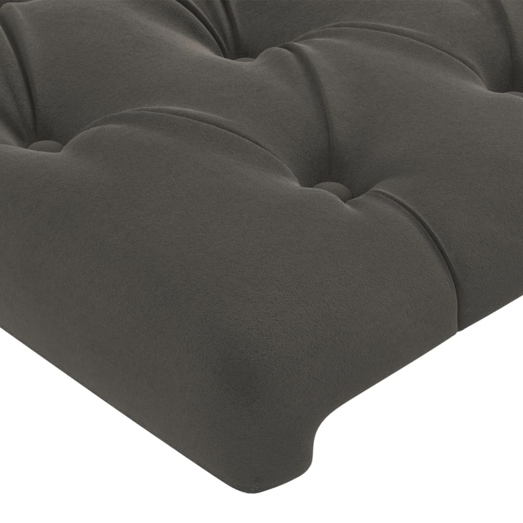 Cadre de lit sans matelas gris foncé velours