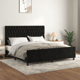 Cadre de lit sans matelas noir velours