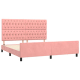 Cadre de lit sans matelas rose velours