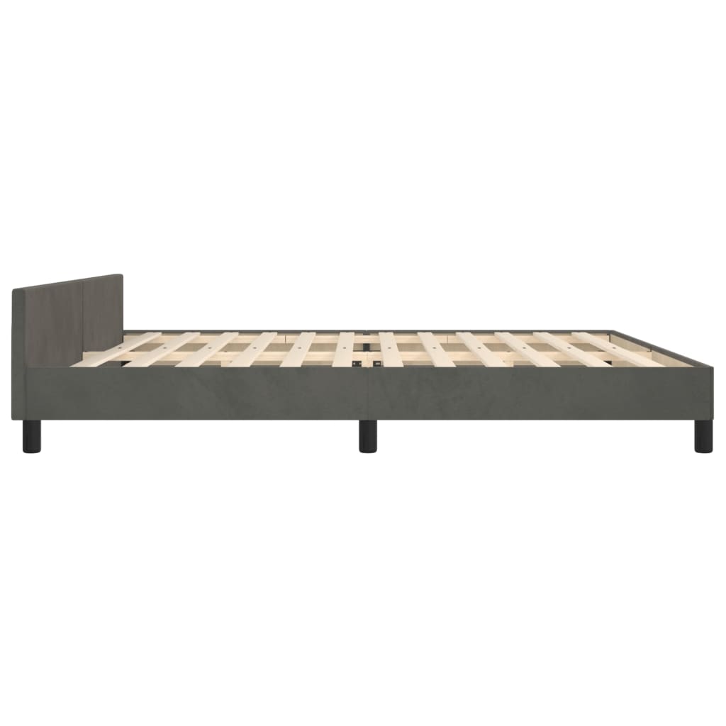 Cadre de lit sans matelas gris foncé 200x200 cm velours