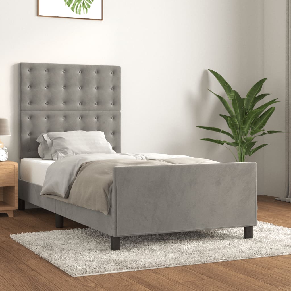 Cadre de lit sans matelas gris clair 80x200 cm velours