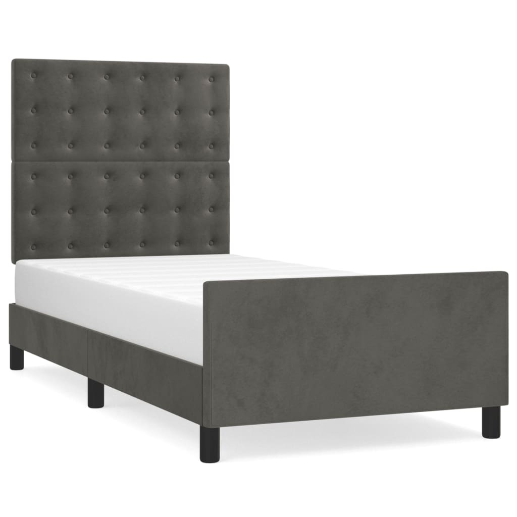 Cadre de lit sans matelas gris foncé 80x200 cm velours