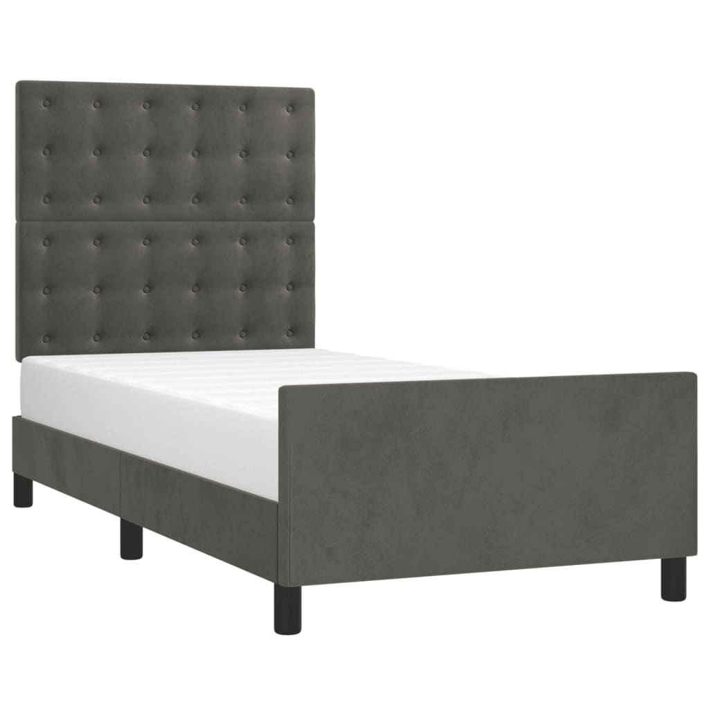 Cadre de lit sans matelas gris foncé 80x200 cm velours