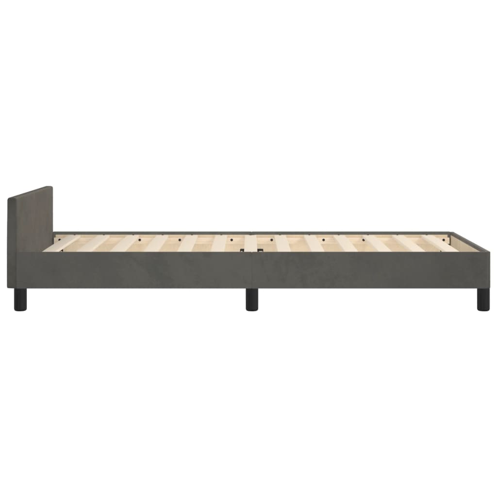 Cadre de lit sans matelas gris foncé 80x200 cm velours