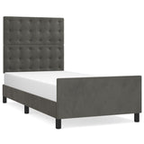 Cadre de lit sans matelas gris foncé 90x190 cm velours