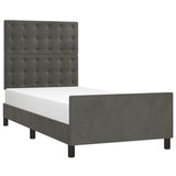 Cadre de lit sans matelas gris foncé 90x190 cm velours