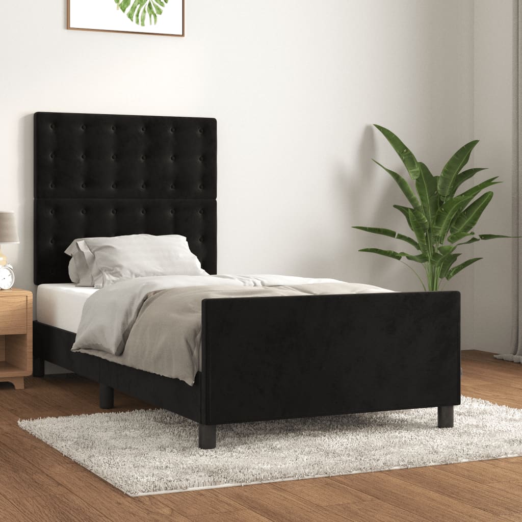 Cadre de lit sans matelas noir 90x200 cm velours