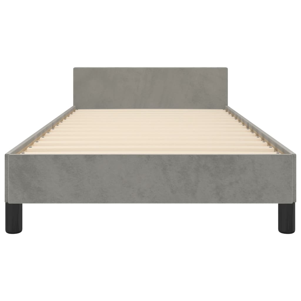 Cadre de lit sans matelas gris clair 100x200 cm velours