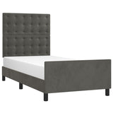 Cadre de lit sans matelas gris foncé 100x200 cm velours