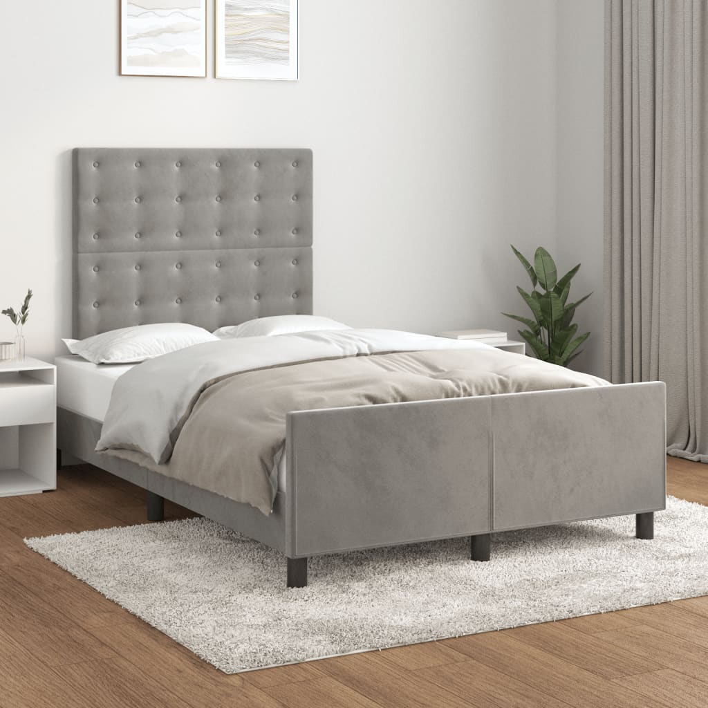 Cadre de lit sans matelas gris clair 120x200 cm velours