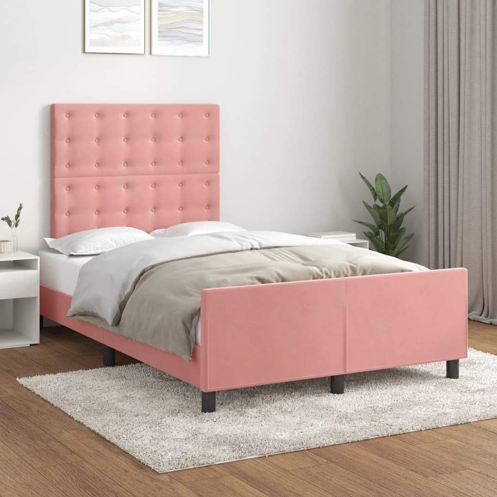 Cadre de lit sans matelas rose 120x200 cm velours