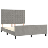 Cadre de lit sans matelas gris clair 140x190 cm velours