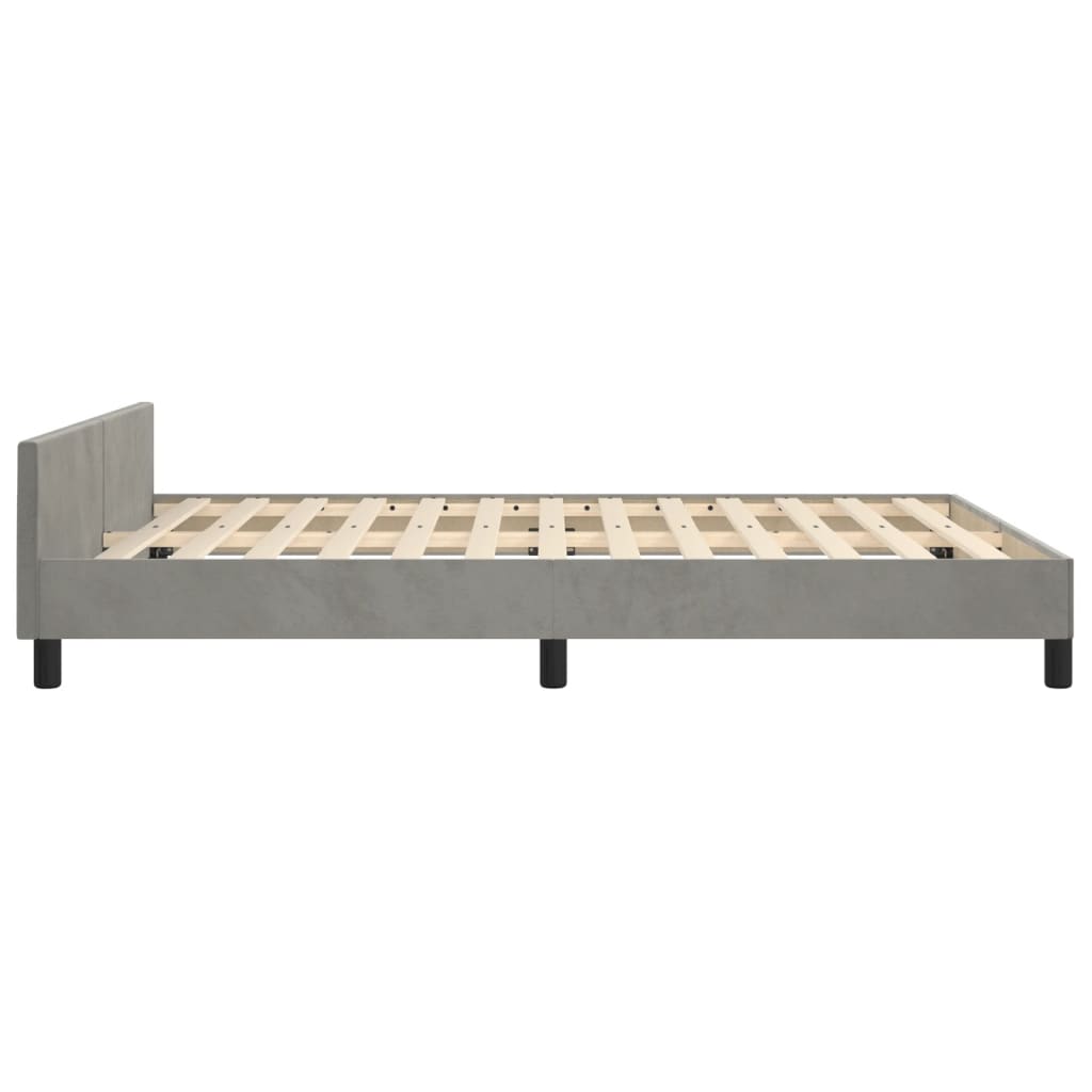 Cadre de lit sans matelas gris clair 140x190 cm velours