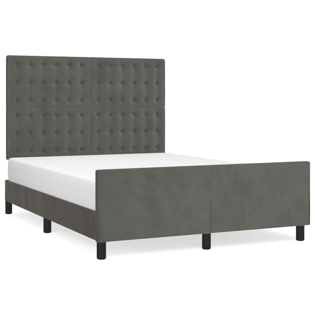 Cadre de lit sans matelas gris foncé 140x190 cm velours