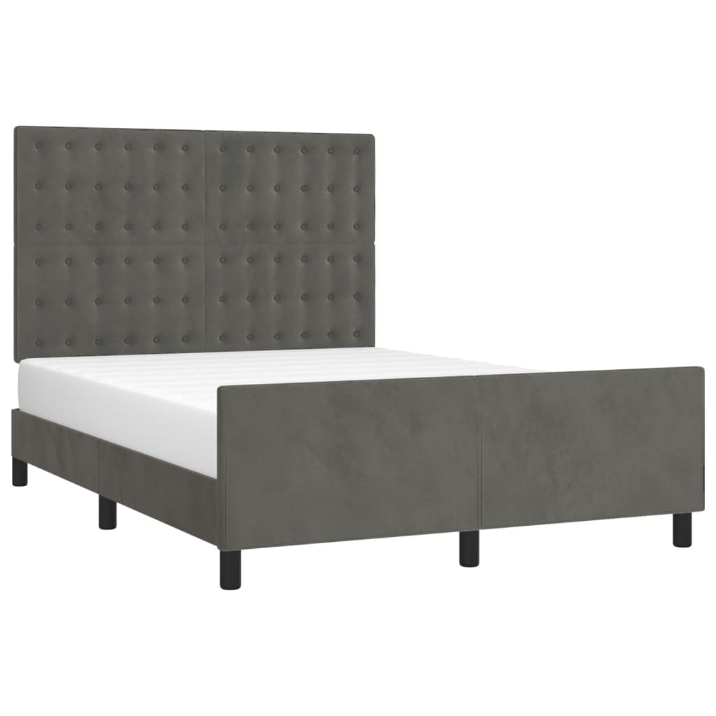 Cadre de lit sans matelas gris foncé 140x190 cm velours