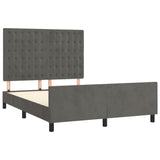 Cadre de lit sans matelas gris foncé 140x190 cm velours