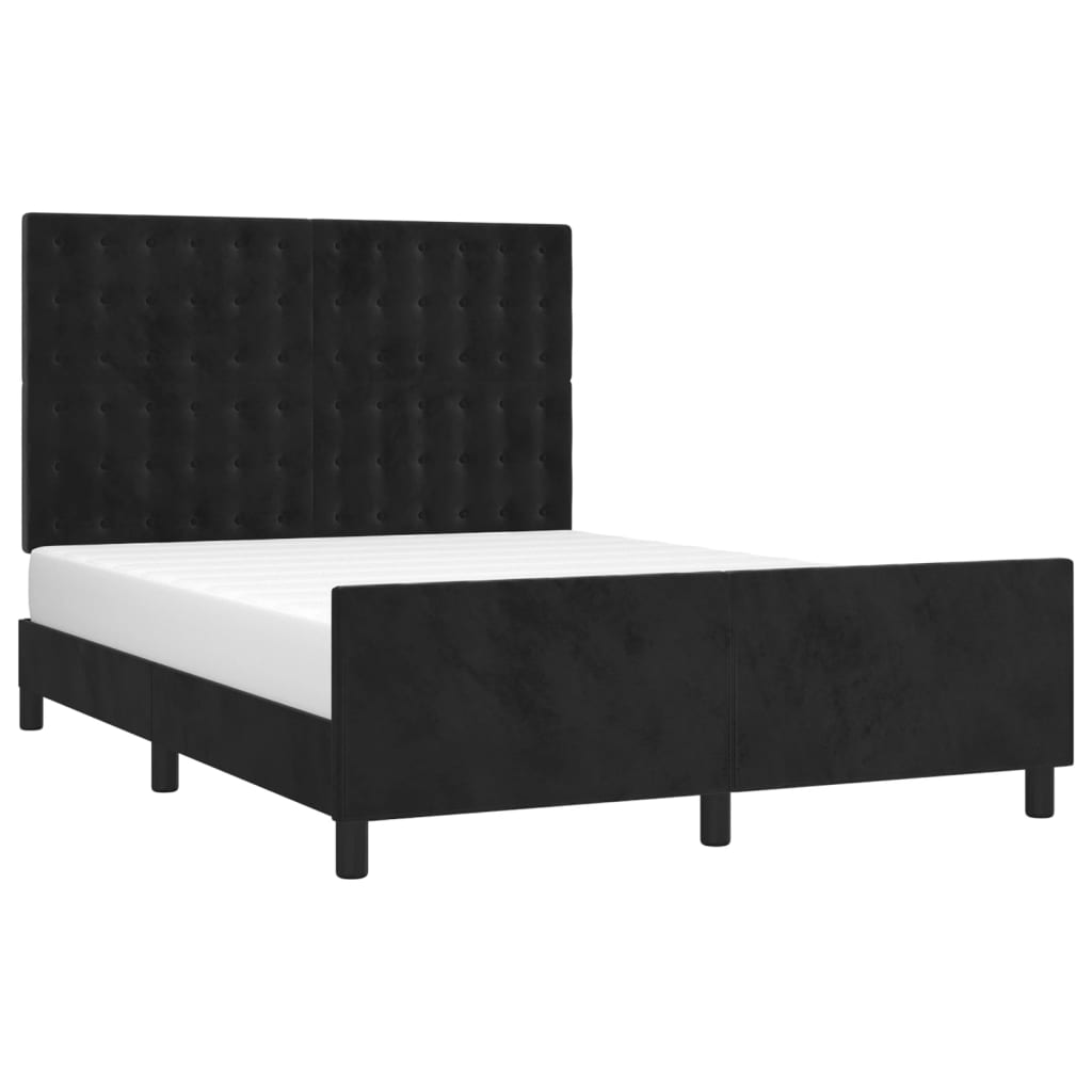 Cadre de lit sans matelas noir 140x190 cm velours