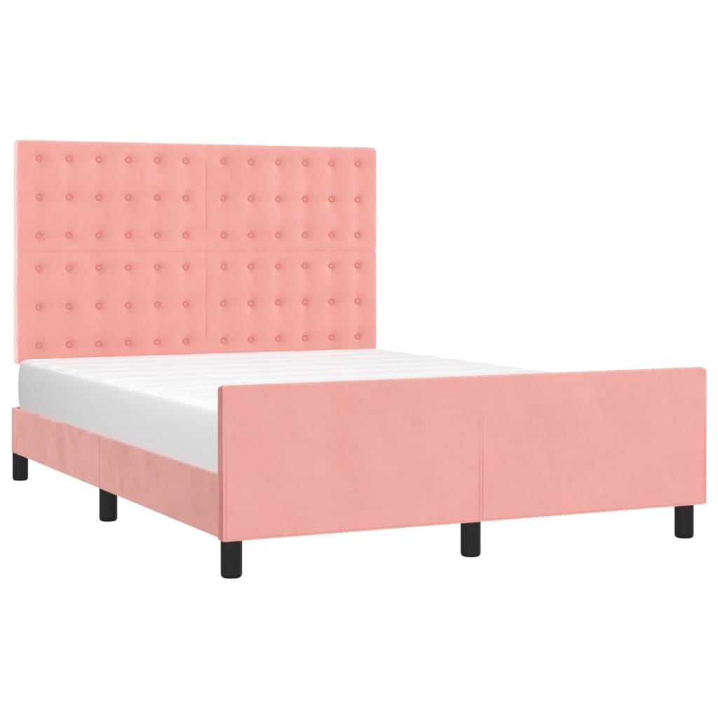 Cadre de lit sans matelas rose 140x190 cm velours