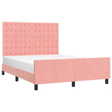 Cadre de lit sans matelas rose 140x190 cm velours