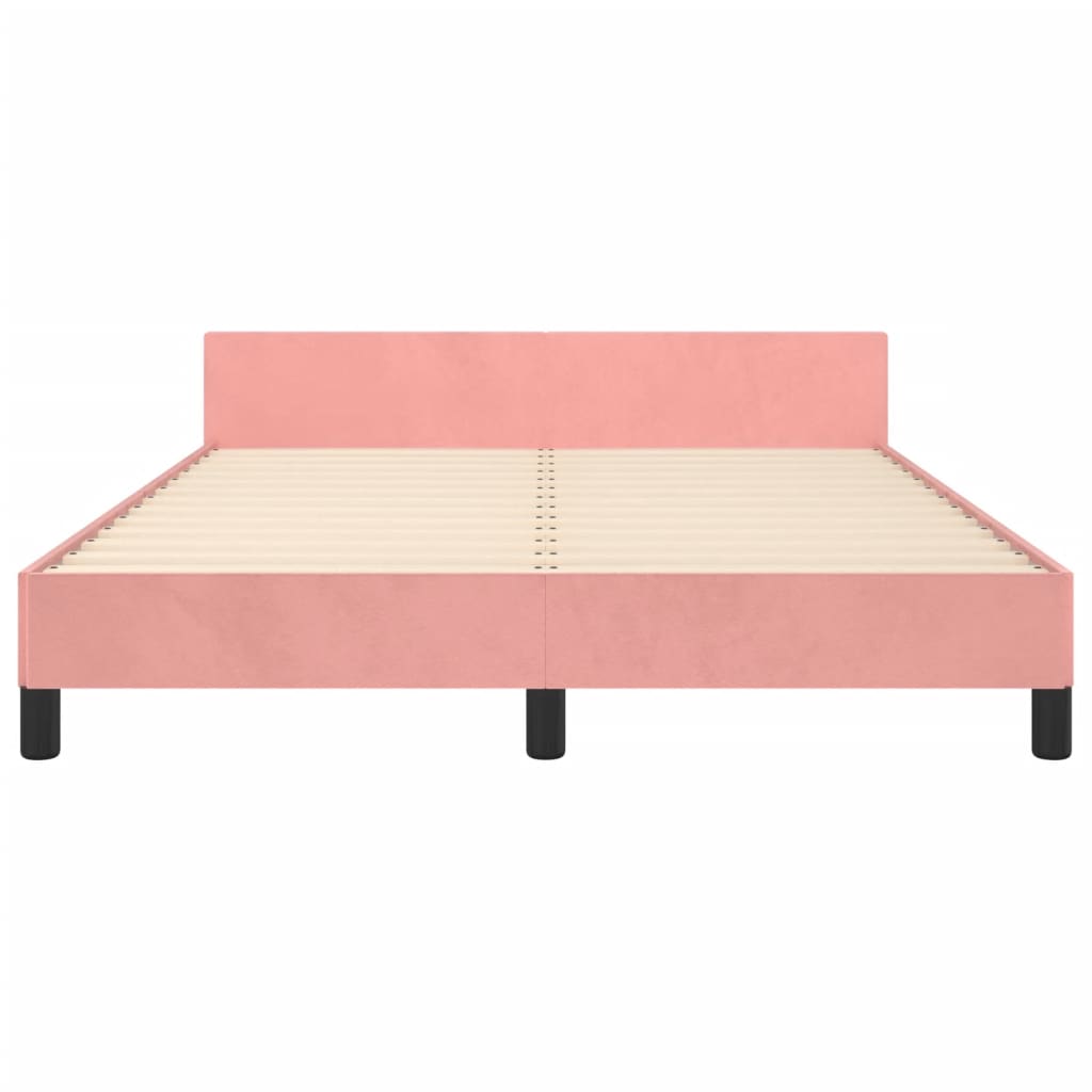 Cadre de lit sans matelas rose 140x190 cm velours