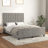 Cadre de lit sans matelas gris clair 140x200 cm velours