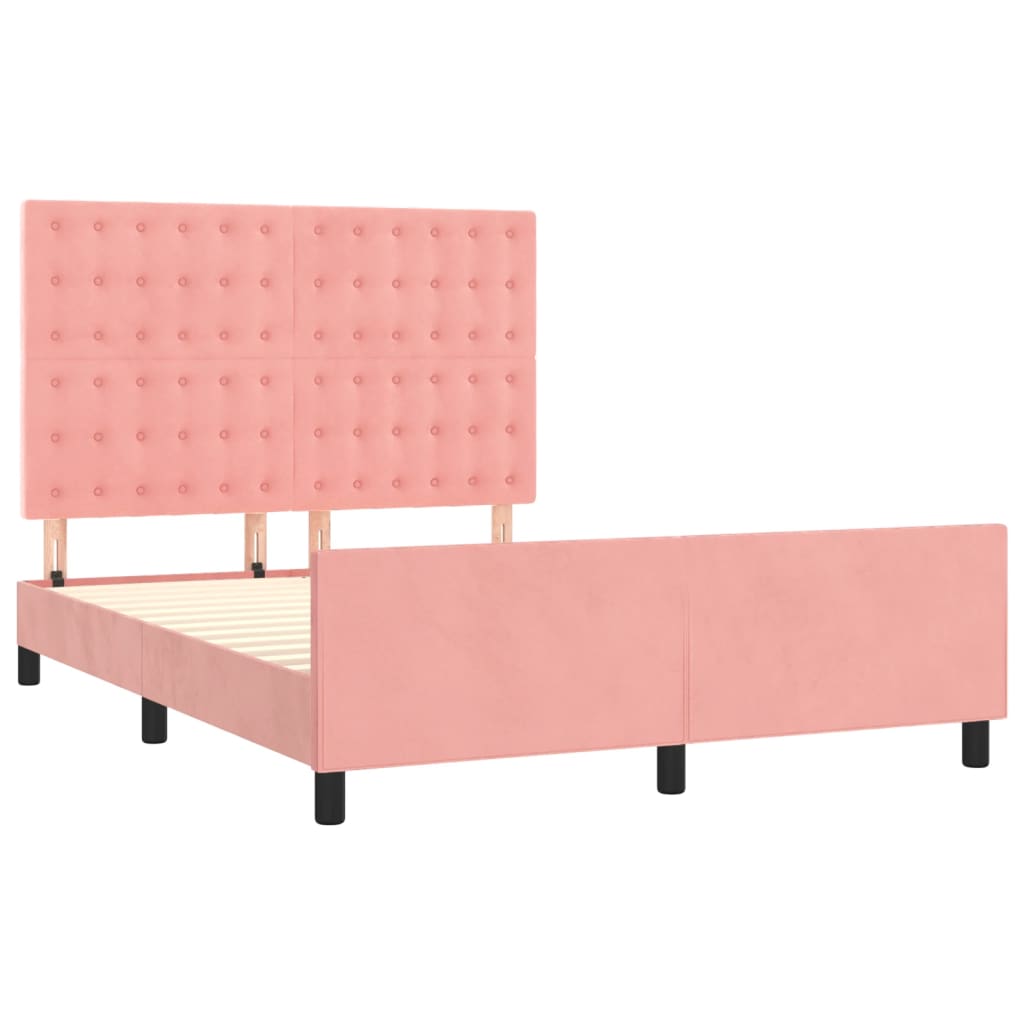 Cadre de lit sans matelas rose 140x200 cm velours