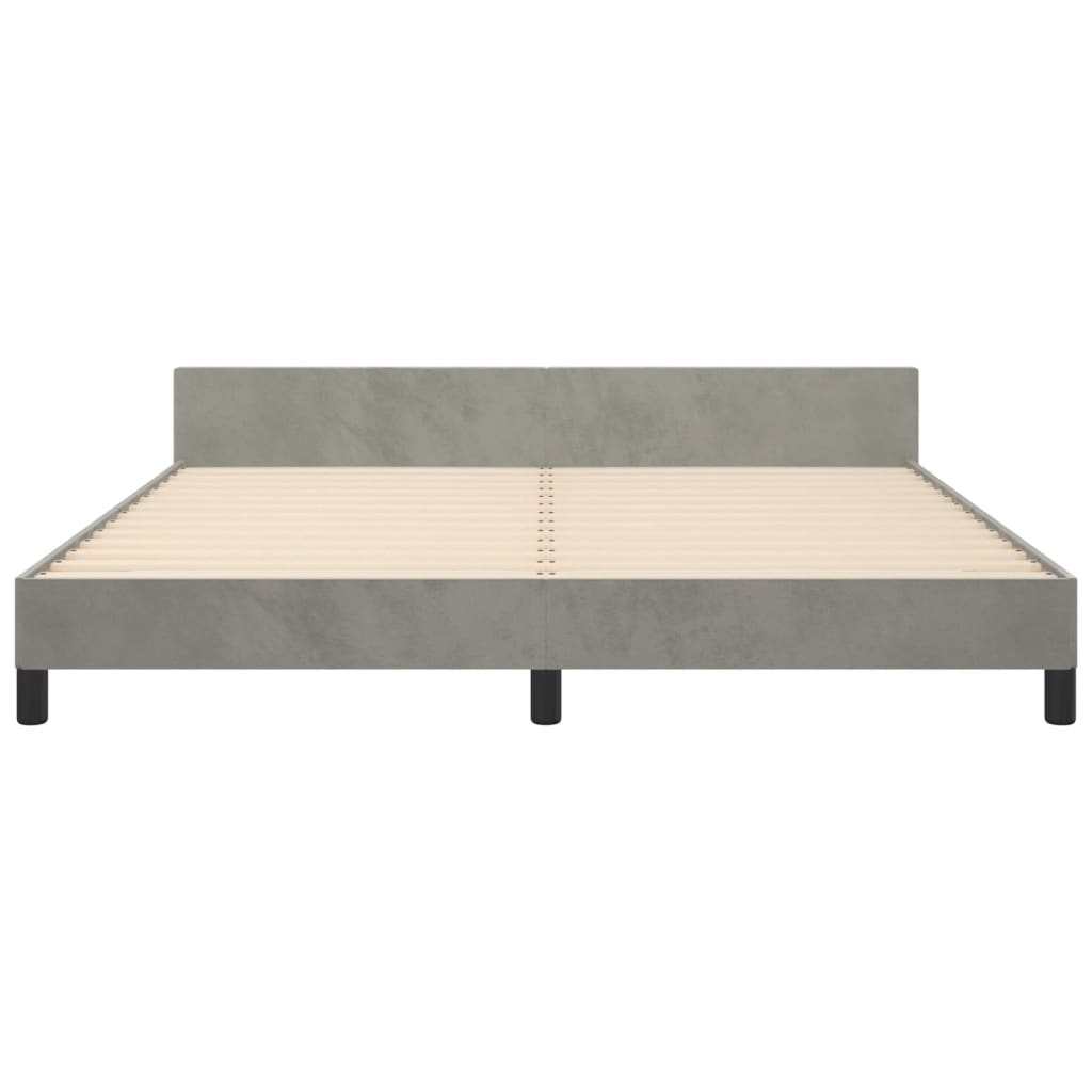 Cadre de lit sans matelas gris clair 160x200 cm velours