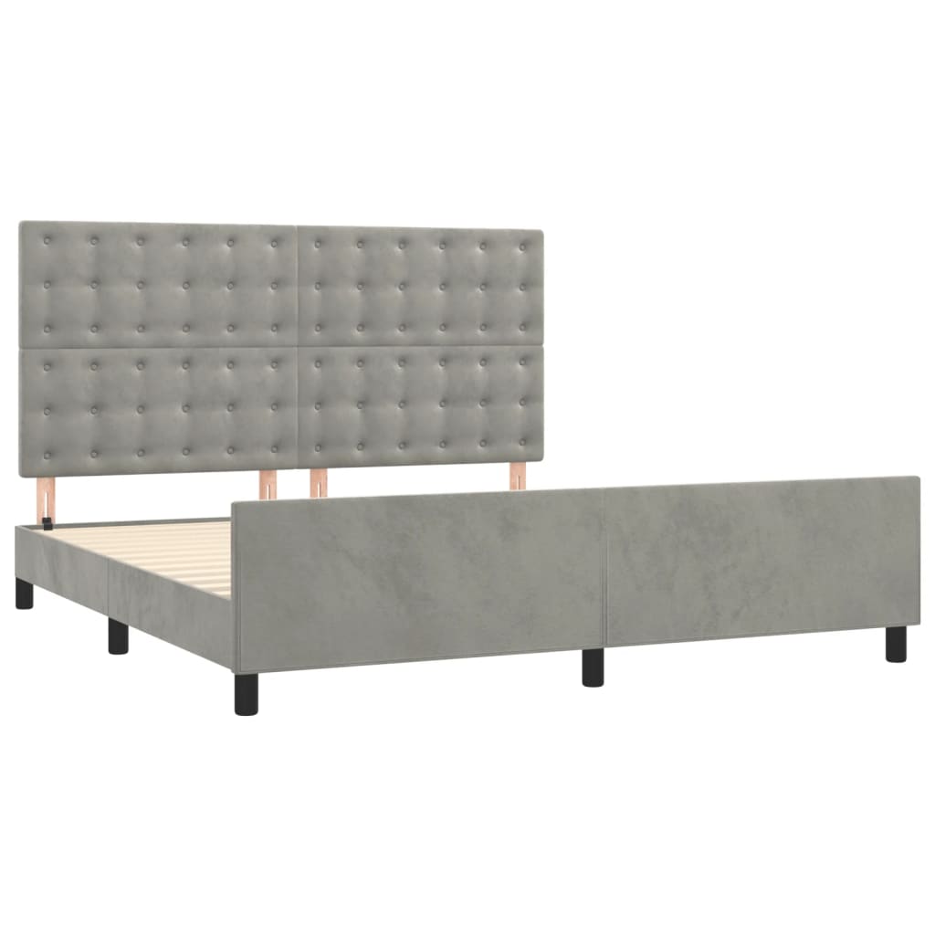 Cadre de lit sans matelas gris clair velours