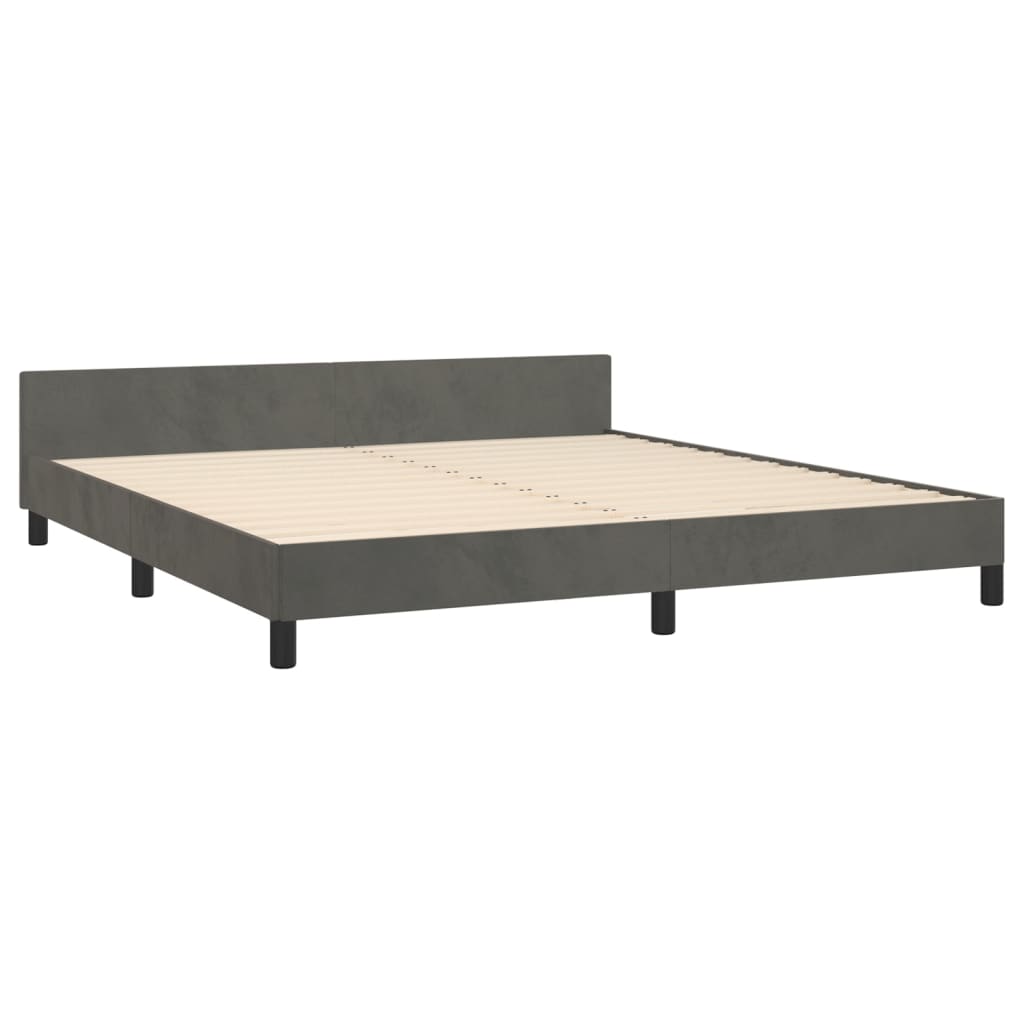 Cadre de lit sans matelas gris foncé velours