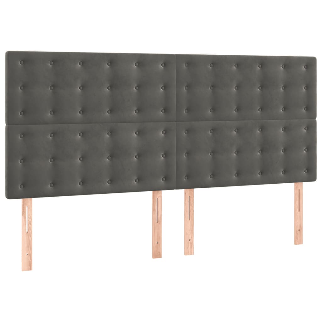 Cadre de lit sans matelas gris foncé velours