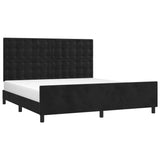 Cadre de lit sans matelas noir velours