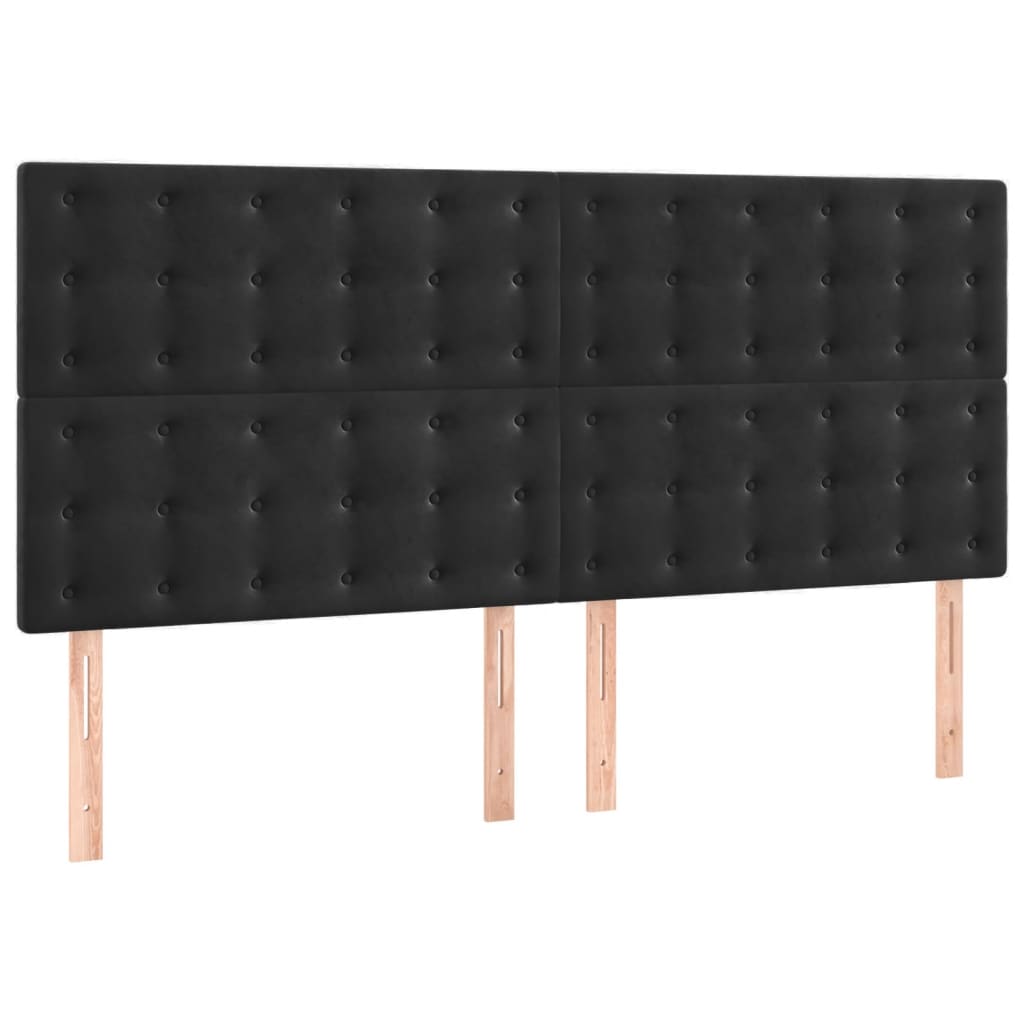 Cadre de lit sans matelas noir velours