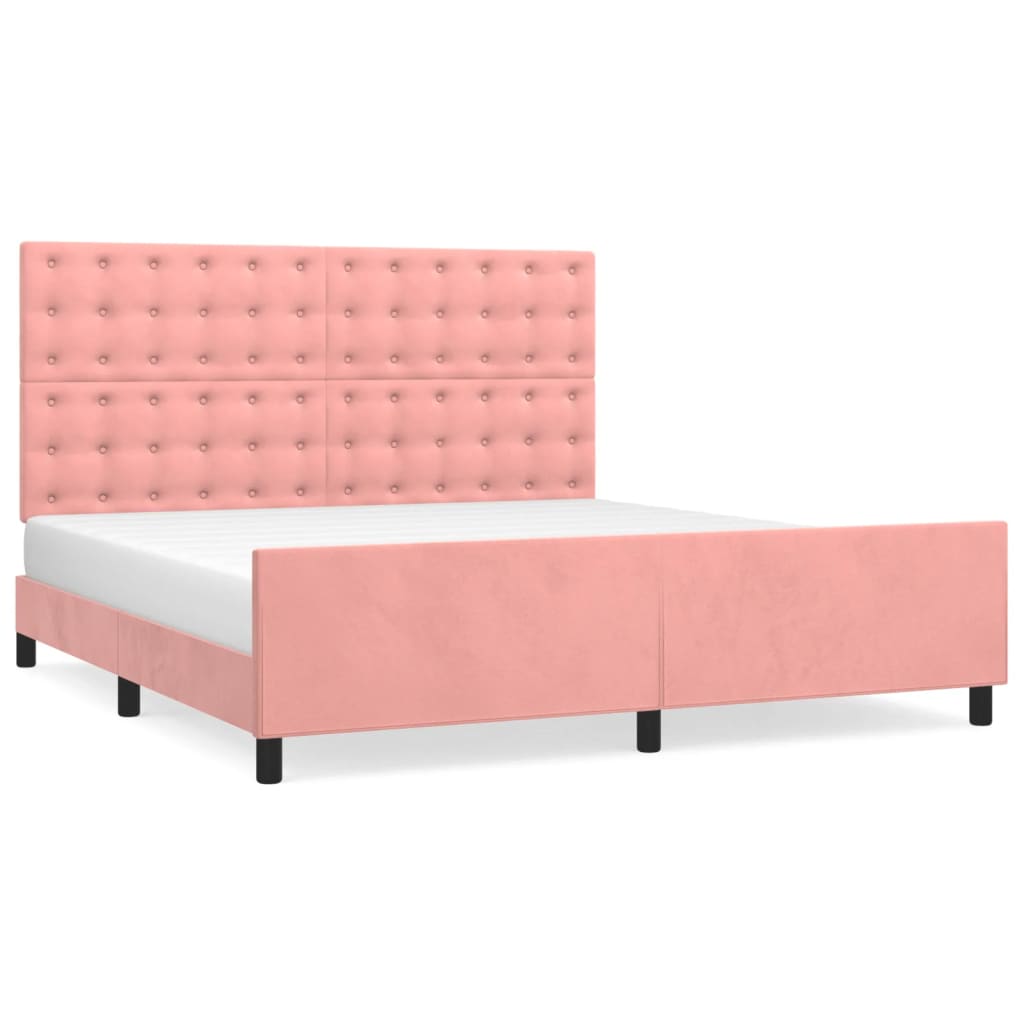 Cadre de lit sans matelas rose velours