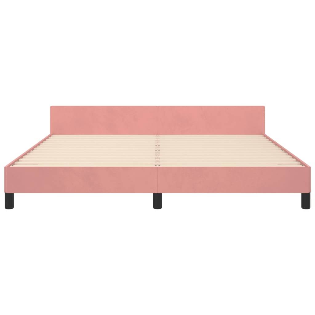 Cadre de lit sans matelas rose velours